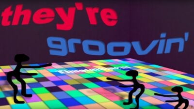 they're groovin' meme. some guys are vibing on a dance floor