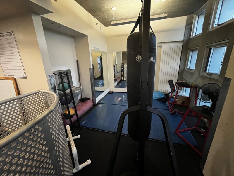 a picture of a punching bag and padded area