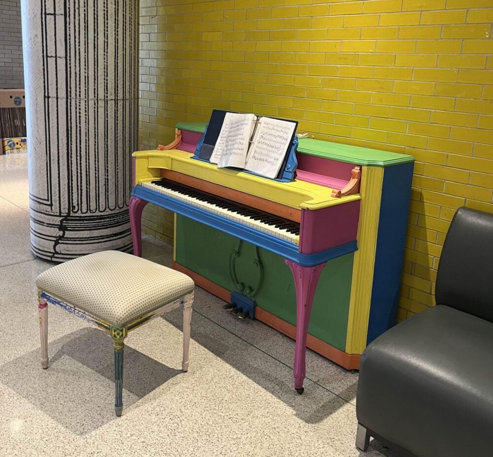 colorfully painted piano