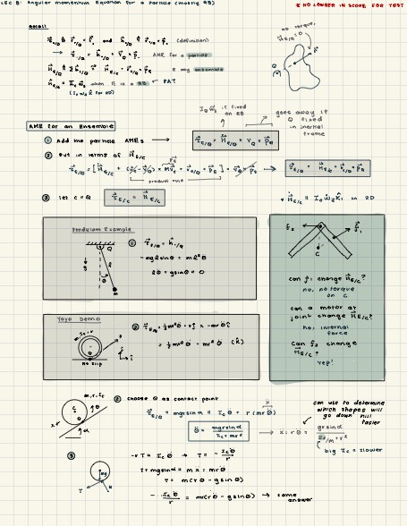 A page of iPad notes dicussing angular momentum for an ensemble