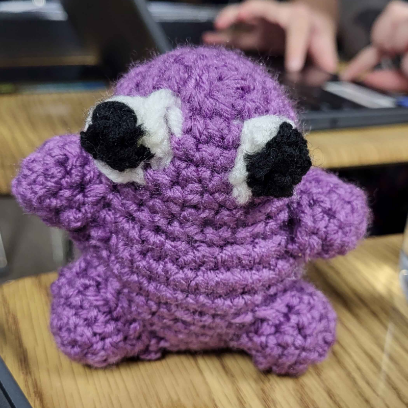 purple crochet plushie
