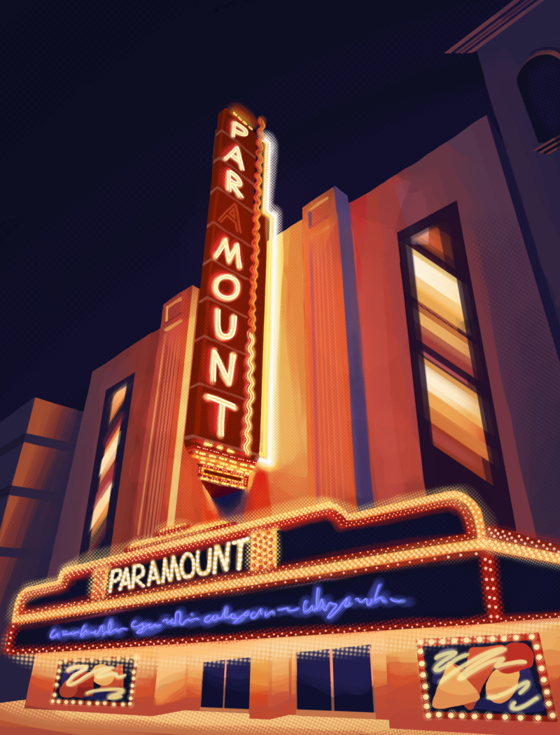 digital drawing of a paramount marquee