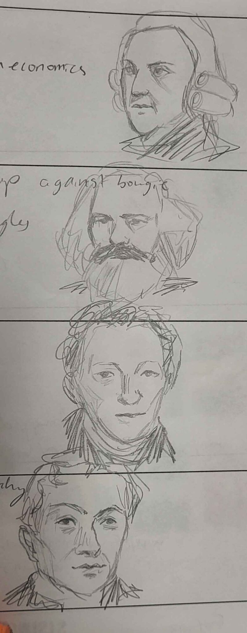 quick sketches of four economists