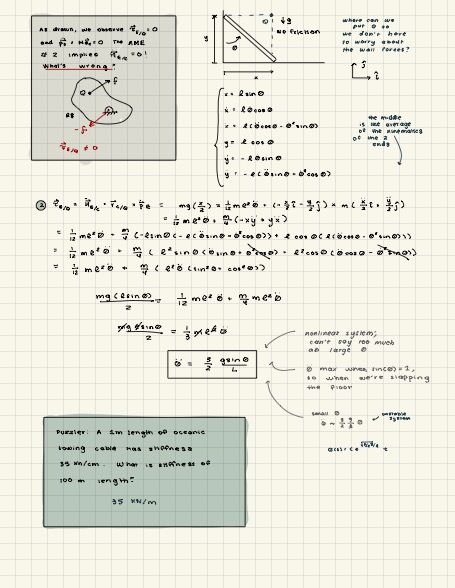 A page of ipad notes on angular momentum equations for an ensemble.