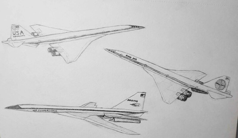 three sketches of supersonic planes