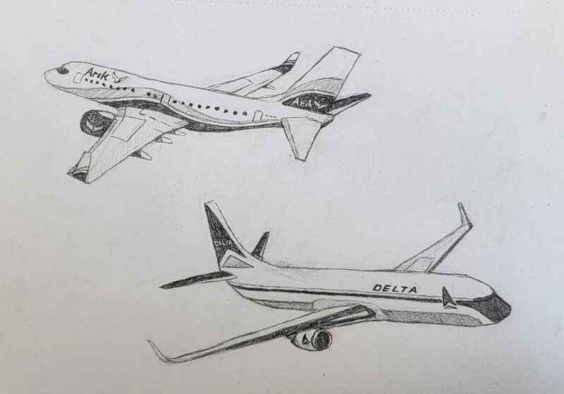 a sketch of an arik plane and an old delta plane