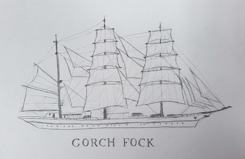 sketch of a sailing ship