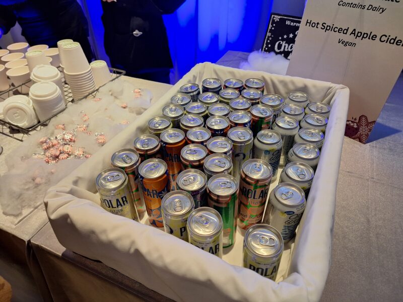 A bucket of Polar seltzer waters