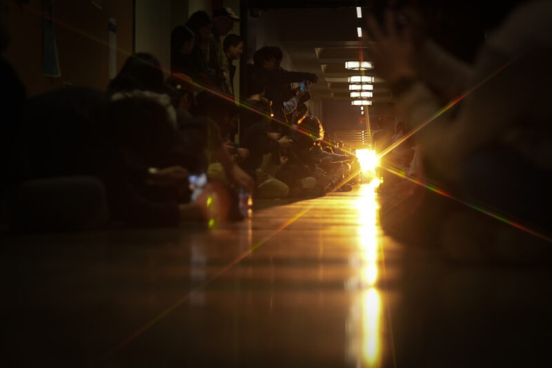Photo of the sun shining through the infinite window after the line of sight clear up.