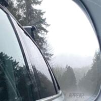 rearview mirror, foggy mountains