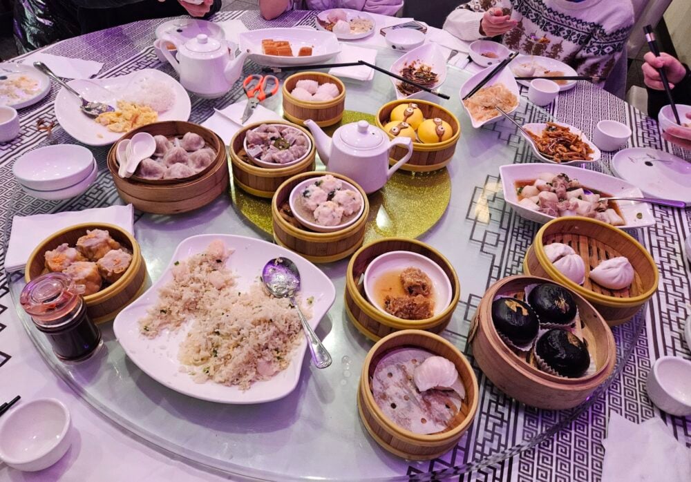 round table full of dim sum