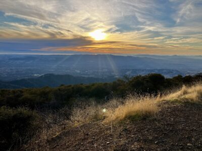 sunset over california mountains