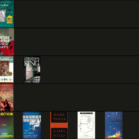 A tier list from S through D with book covers in each row.