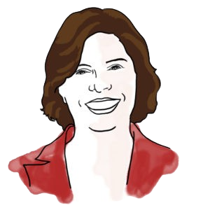 An illustration of Kris's profile. She has light skin, shoulder-length brown hair, and is wearing a red jacket.