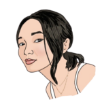 A head-and-shoulders illustration of Teresa. She has light skin, black hair pulled back into a ponytail with a strand falling out, and is wearing a white tank top and a necklace.