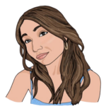 A head-and-shoulders illustration of Veronica. She has medium brown skin, long brown hair, and is wearing a blue tank top.