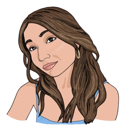 A head-and-shoulders illustration of Veronica. She has medium brown skin, long brown hair, and is wearing a blue tank top.