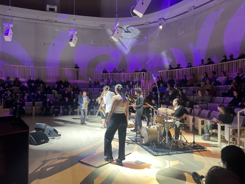 Jazz ensemble performing on stage at Tull Concert Hall