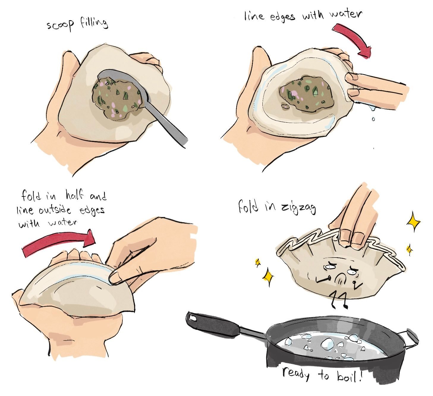 how to fold dumplings