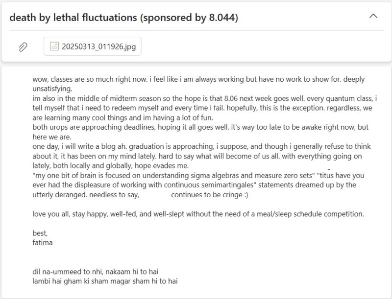 email with random life updates