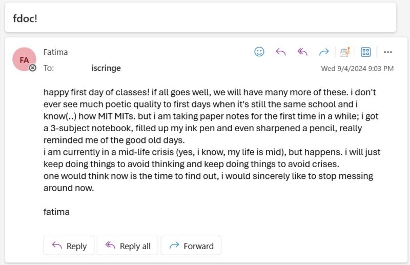 email with random life updates