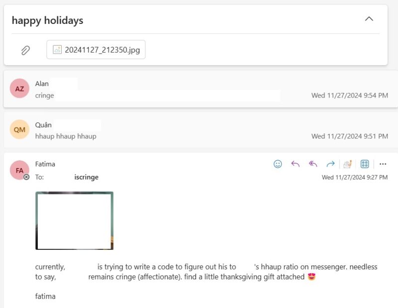 email about general life update