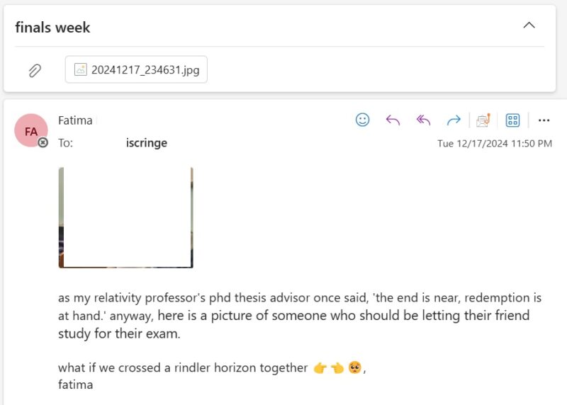 email with random life updates