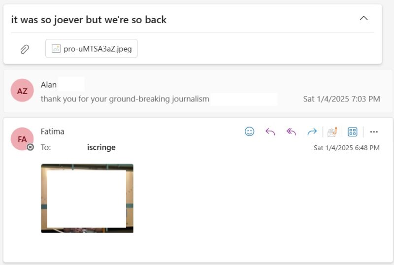 email with random life updates