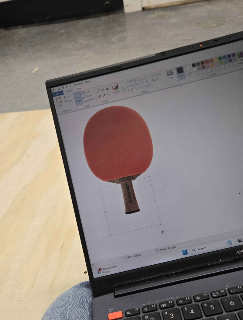 a picture of a ping pong paddle being edited in ms paint