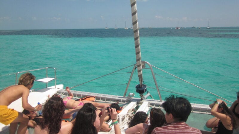 A group of people on a boat