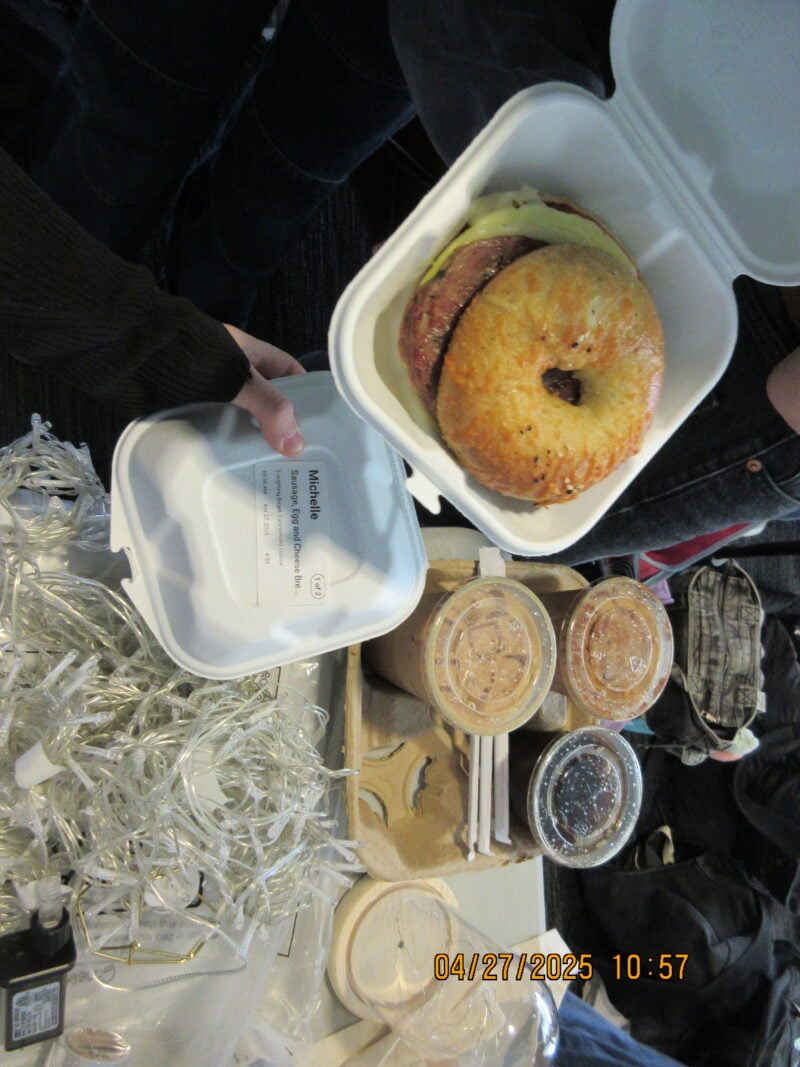 a picture of a bunch of coffee and bagels