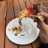 Area Four pizza drooping sadly