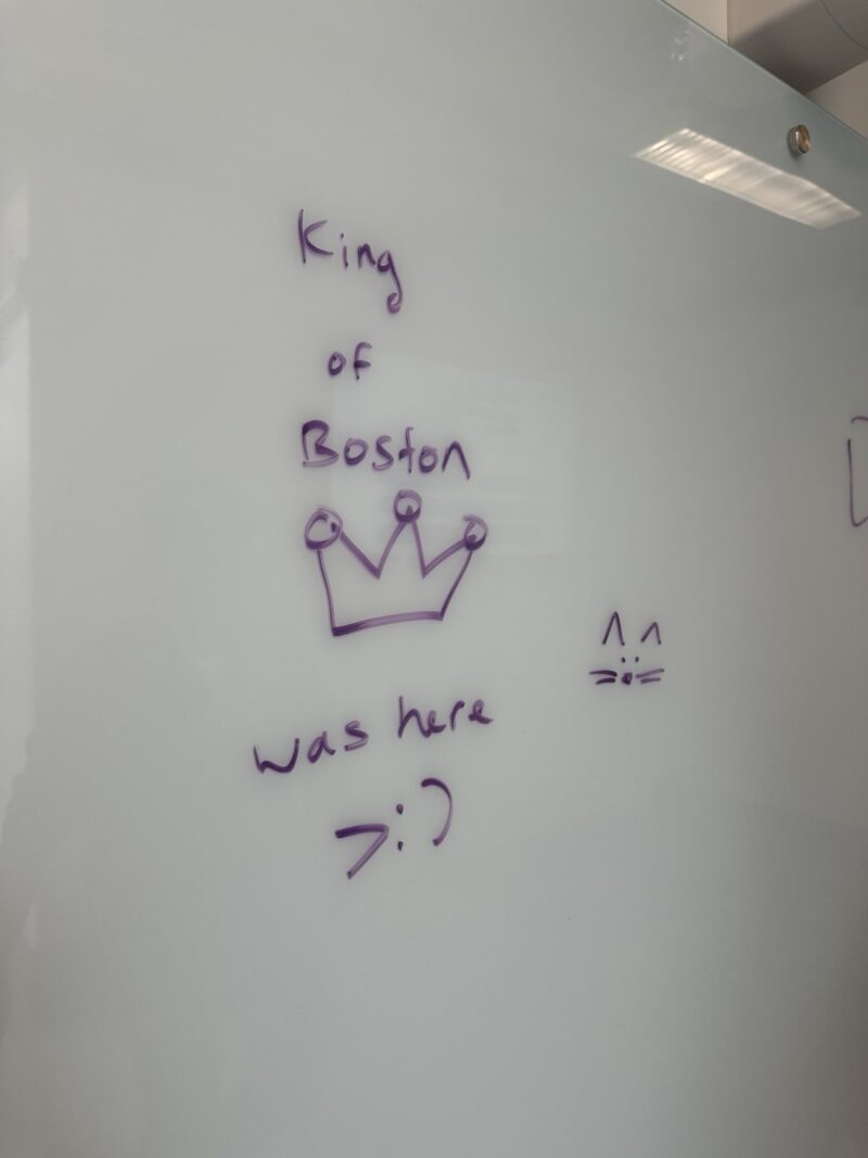 A photo of a whiteboard that reads