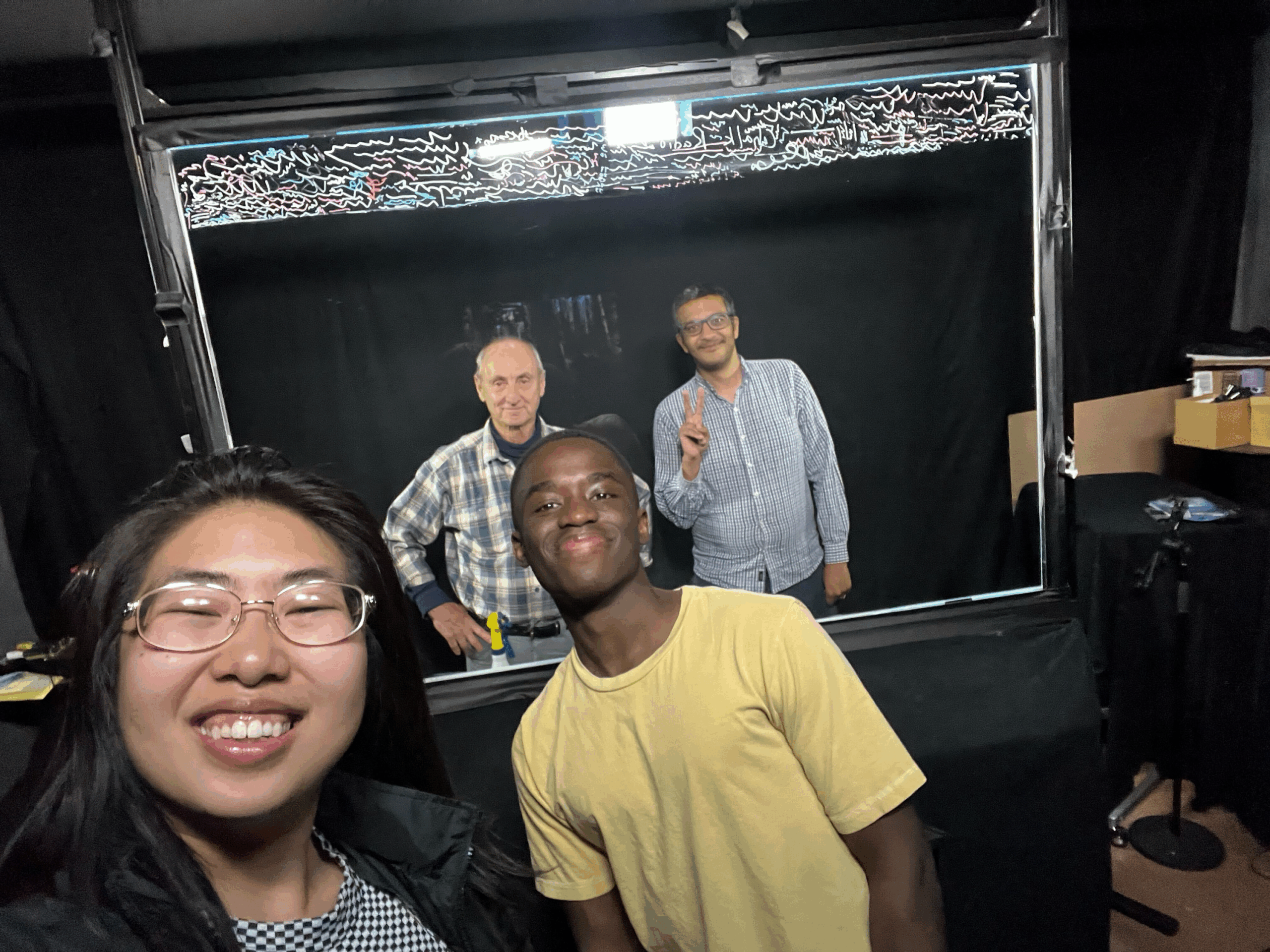 Selfie of Richie and Kano in the lightboard room
