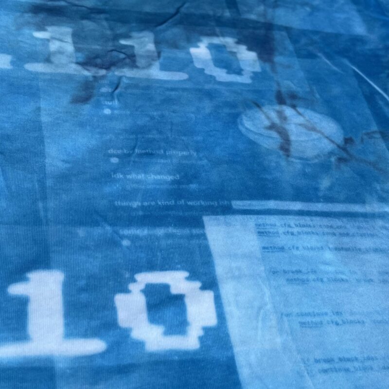 a picture of a cyanotyped piece of fabric