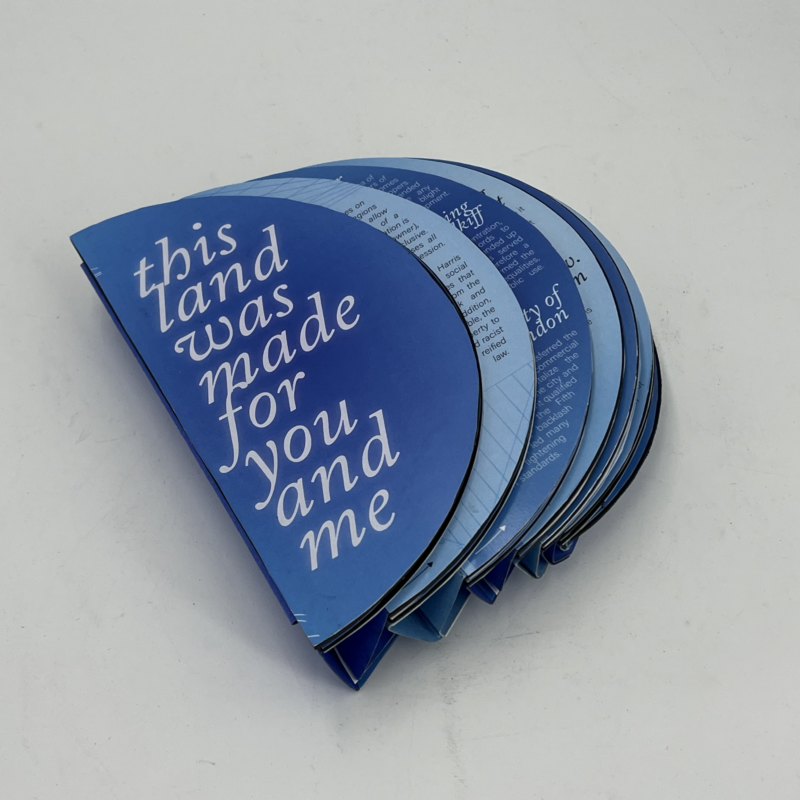 a picture of a blue book shaped like a semicircle