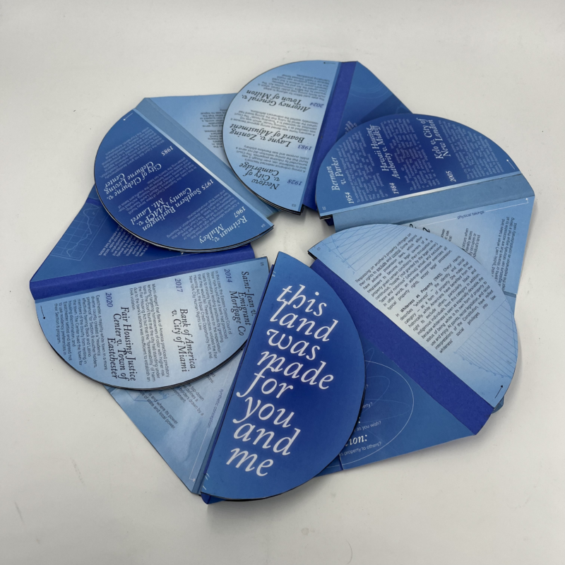 a picture of a blue book expanded out into a flower-like circle shape