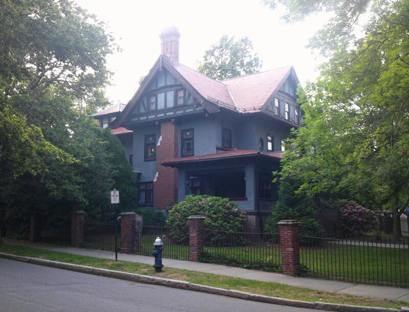A large black gothic looking house