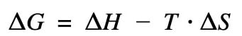 The Gibbs Free Energy equation stated in black text