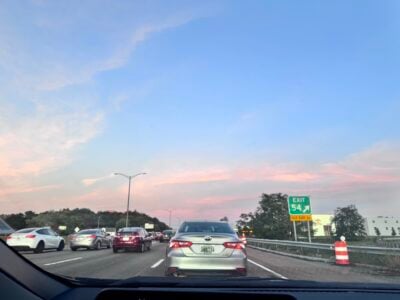 highway sky! pretty pinks and blues