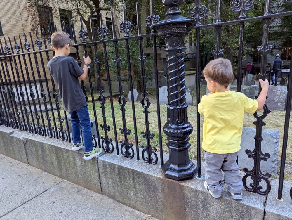 Climbing on a fence