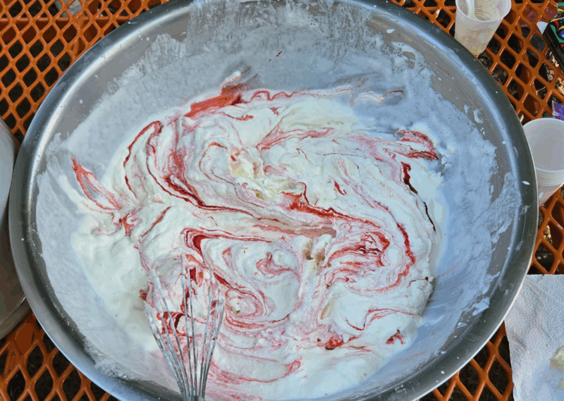 red and white swirl ice cream