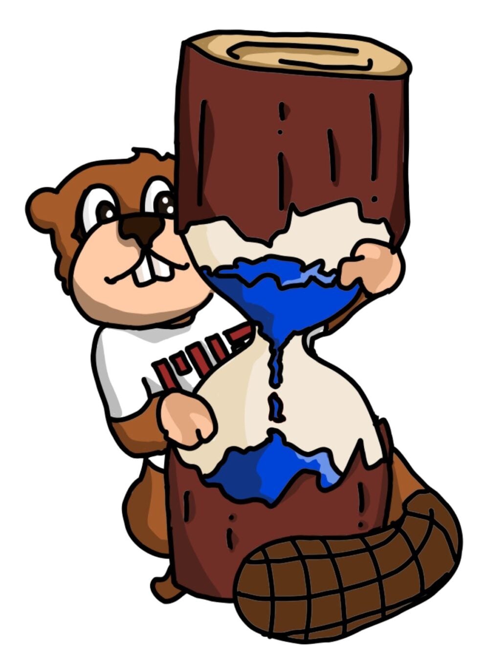 Tim with a log hourglass