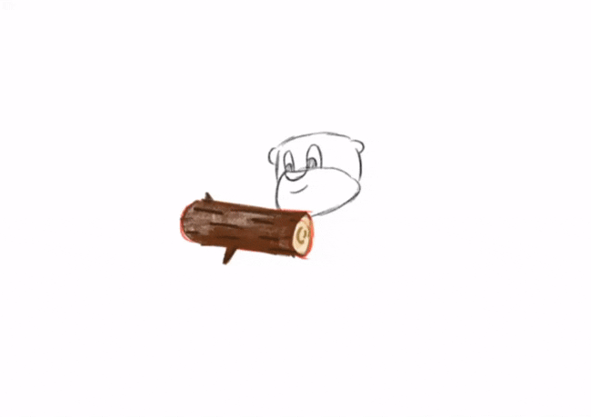 animation of tim chomping on a log