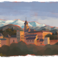 digital painting of the alhambra