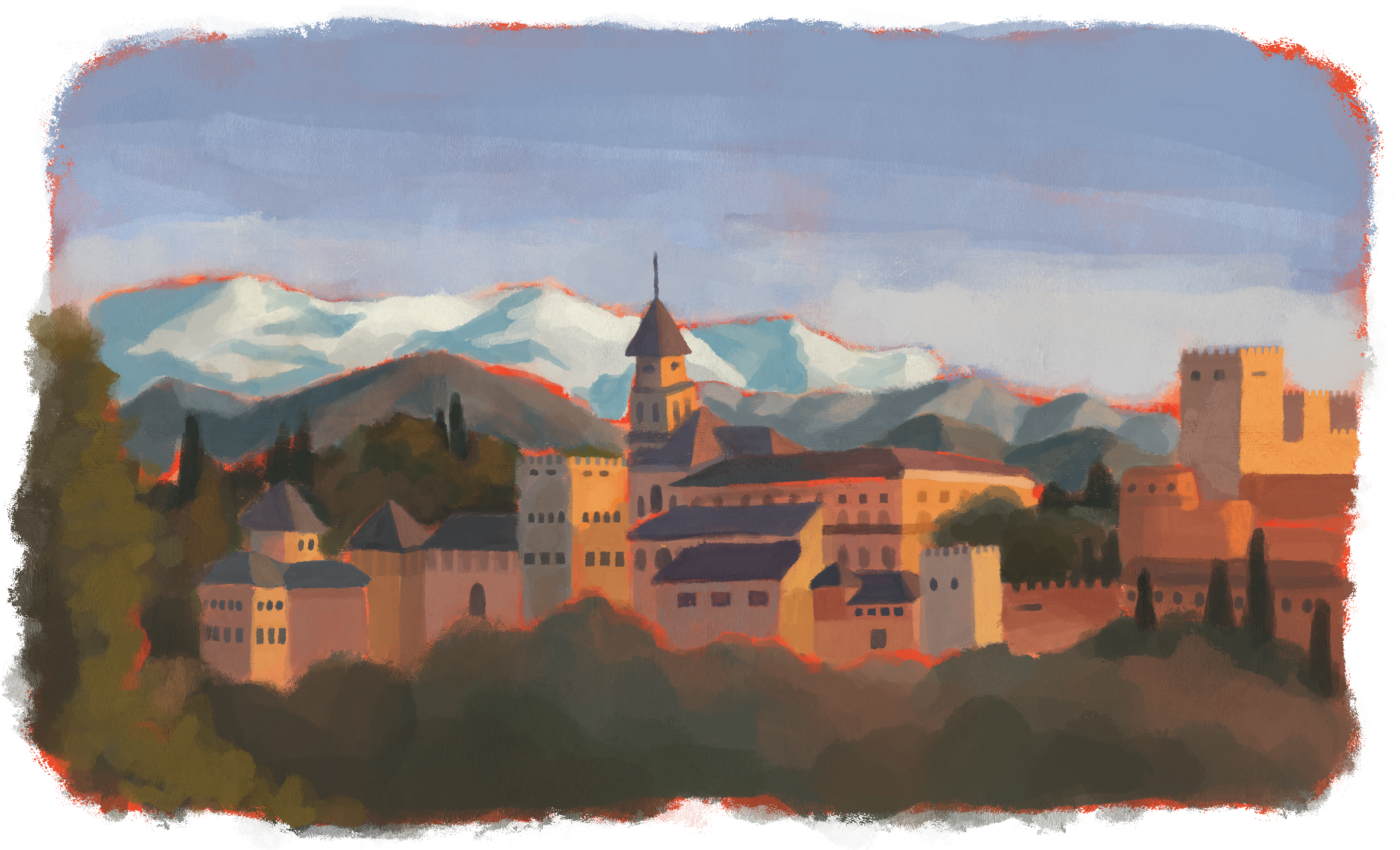 digital painting of the alhambra