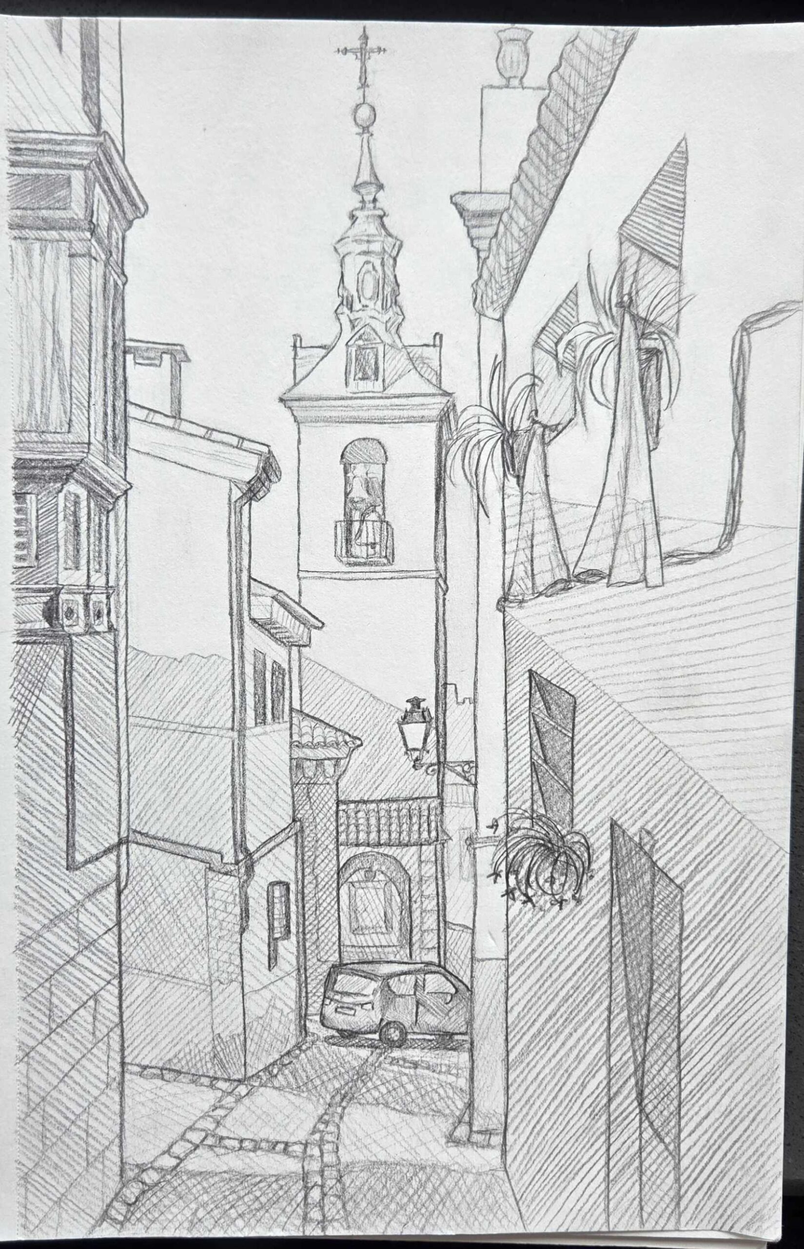 sketch of a narrow street
