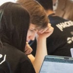 Students working on computers