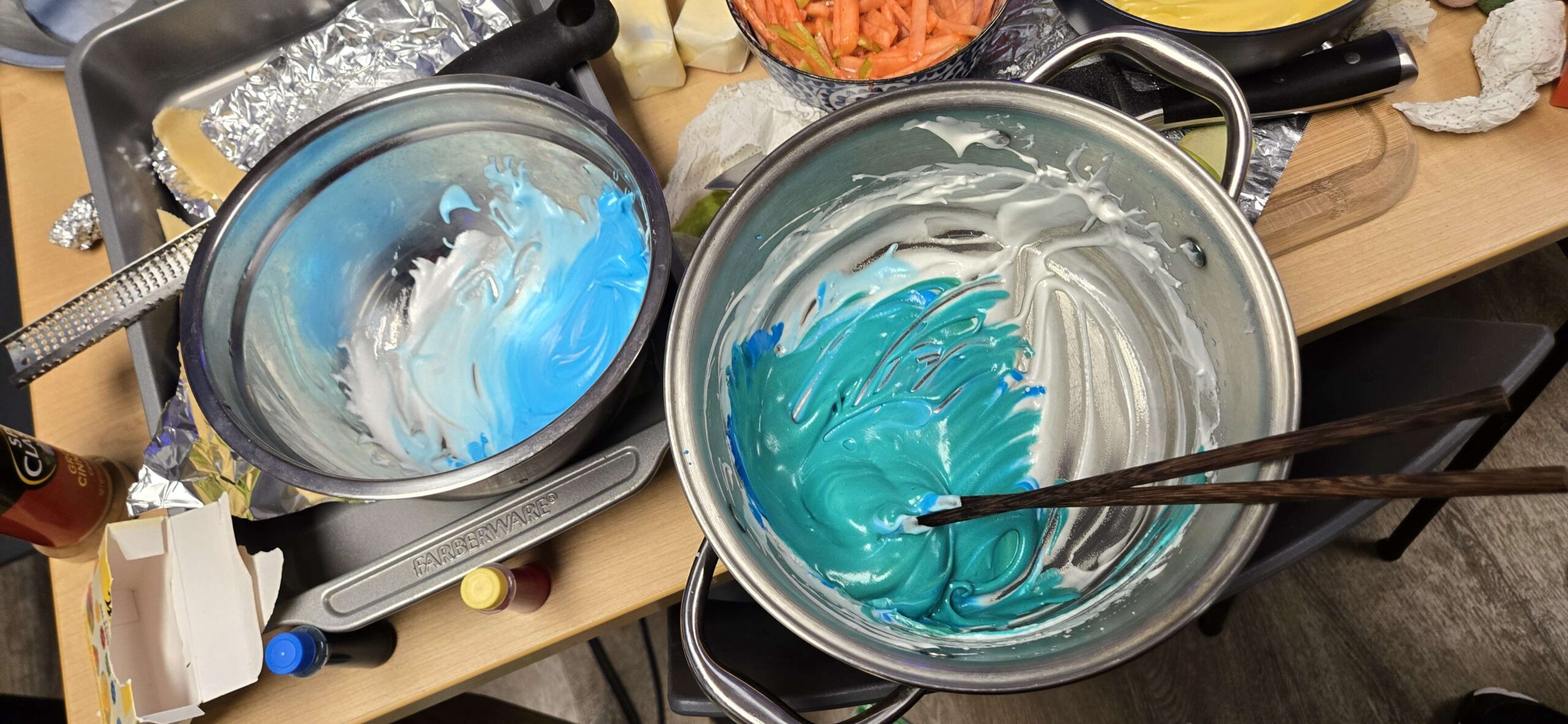 brightly dyed meringue