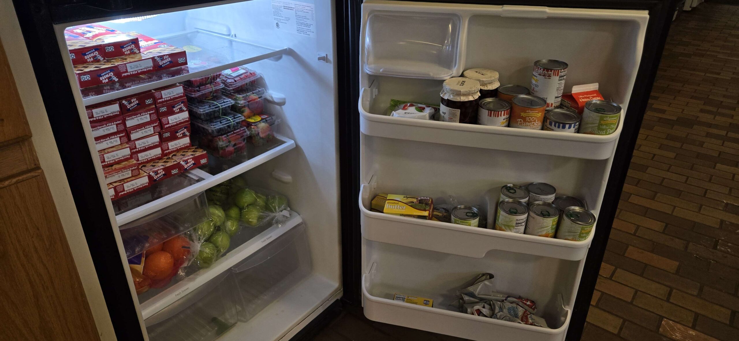 fridge stocked with pie supplies